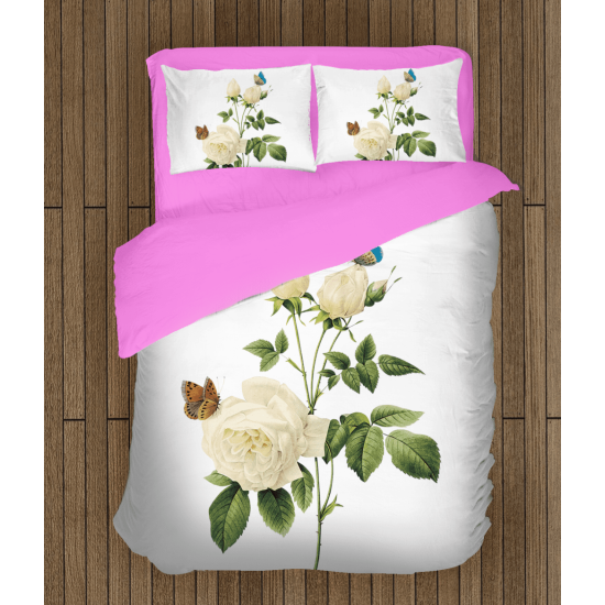 Kvalitní povlečení - White Rose And Butterflies