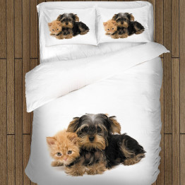 Povlečení zvířata - Yorkshiere Terrier and Kitten