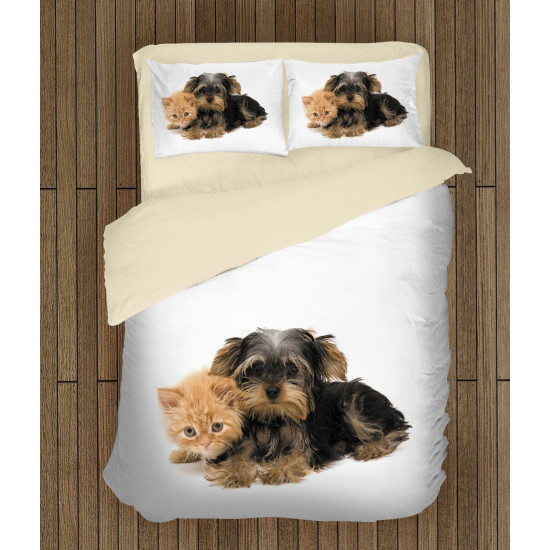 Povlečení zvířata - Yorkshiere Terrier and Kitten