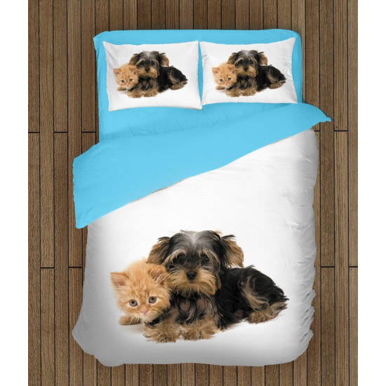 Povlečení zvířata - Yorkshiere Terrier and Kitten