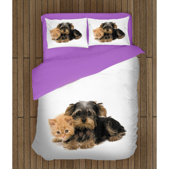 Povlečení zvířata - Yorkshiere Terrier and Kitten