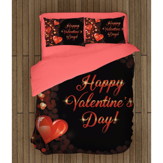 Povlečení pro páry - Happy Valentine Day Black