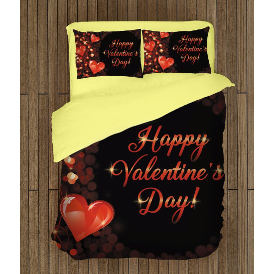 Povlečení pro páry - Happy Valentine Day Black