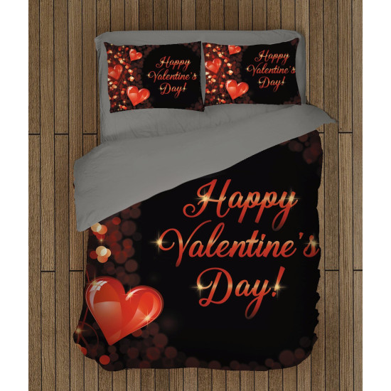 Povlečení pro páry - Happy Valentine Day Black