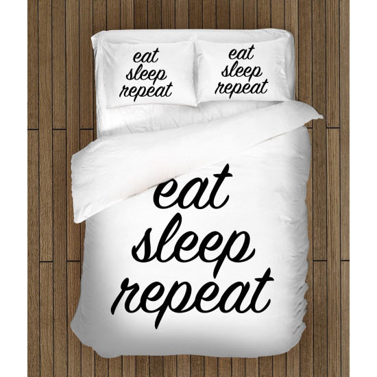 Povlečení černobílé - Eat Sleep Repeat