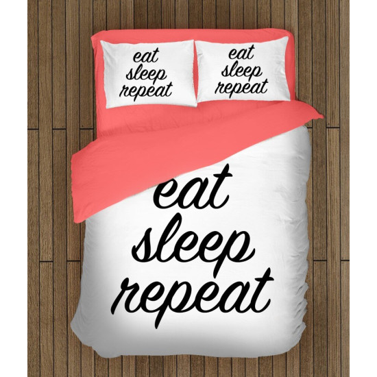 Povlečení černobílé - Eat Sleep Repeat