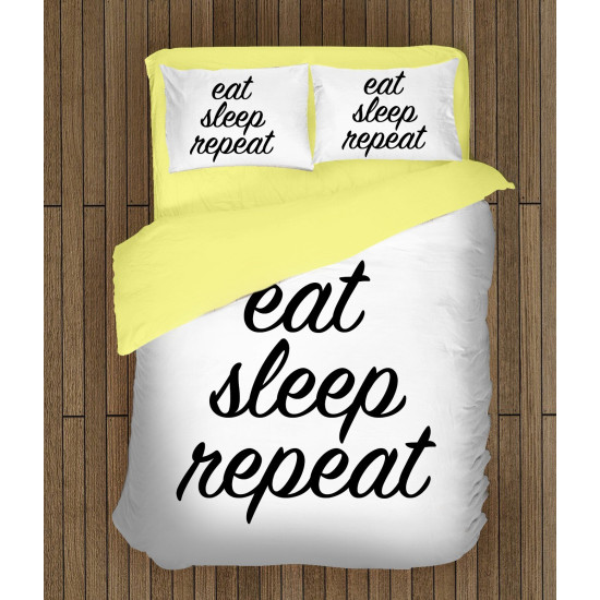 Povlečení černobílé - Eat Sleep Repeat