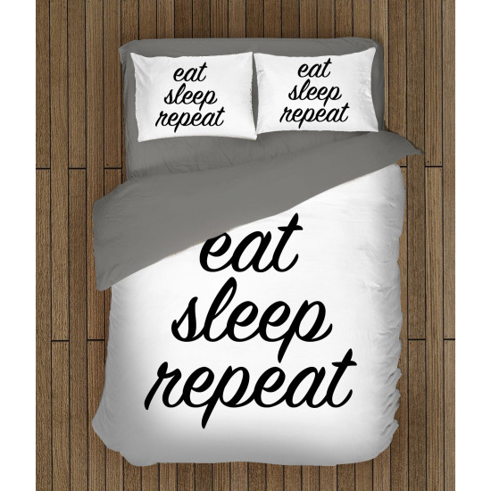 Povlečení černobílé - Eat Sleep Repeat