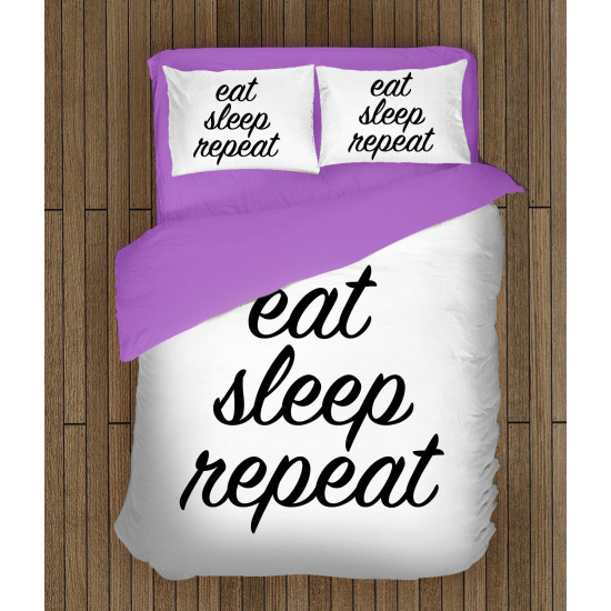 Povlečení černobílé - Eat Sleep Repeat