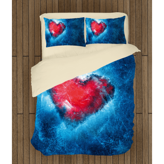3D povlečení s přikrývkou srdíčka - Ice Heart