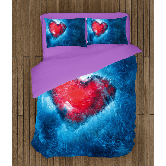 3D povlečení s přikrývkou srdíčka - Ice Heart