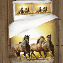 3D povlečení s přikrývkou - Horse Sunset