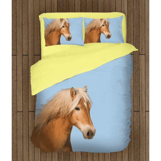 3D povlečení s přikrývkou - Horse Blue