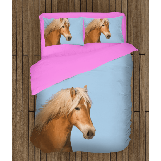 3D povlečení s přikrývkou - Horse Blue