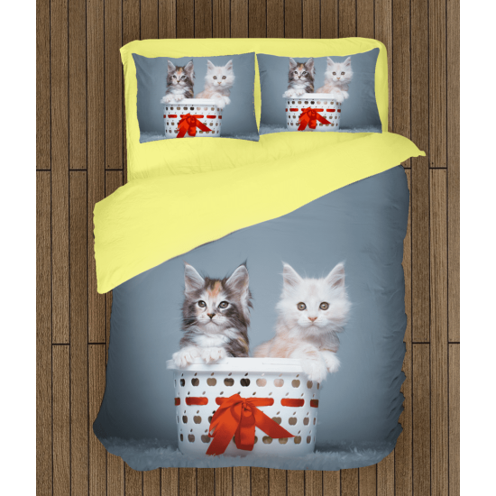 3D povlečení s přikrývkou - Cats in Basket