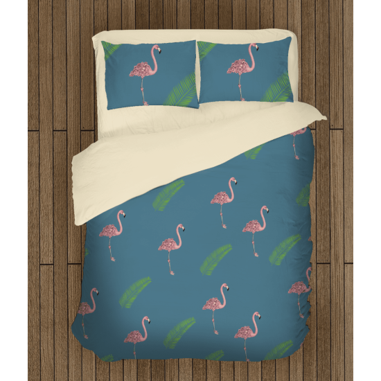 3D povlečení s přikrývkou - Flamingo