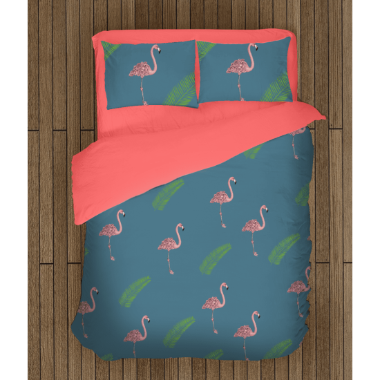 3D povlečení s přikrývkou - Flamingo