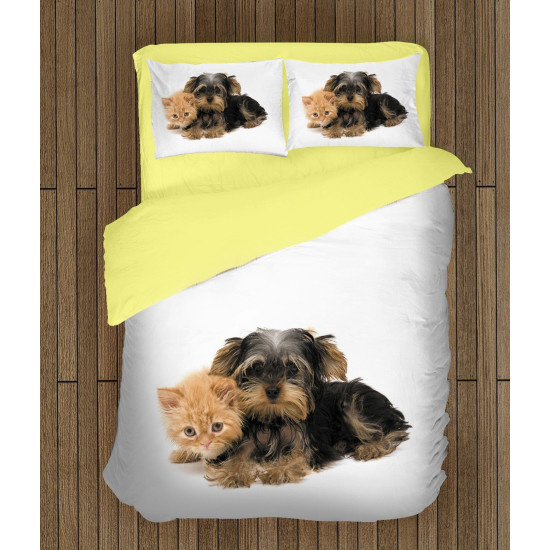 Povlečení s přikrývkou - Yorkshiere Terrier and Kitten