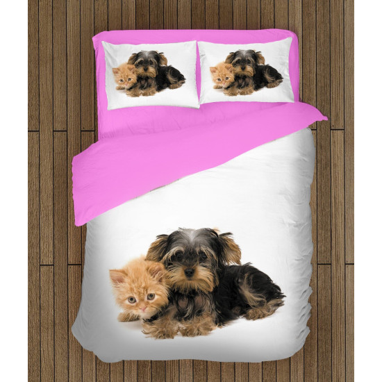 Povlečení s přikrývkou - Yorkshiere Terrier and Kitten