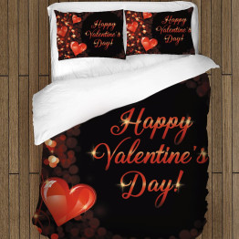 Povlečení s přikrývkou - Happy Valentine Day Black