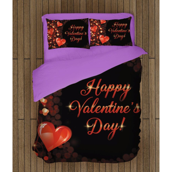 Povlečení s přikrývkou - Happy Valentine Day Black