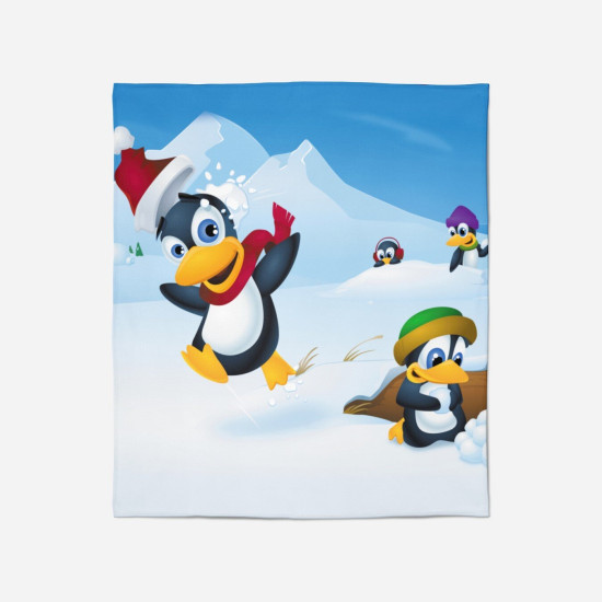 Vánoční deka 3D - Christmas Pinguins