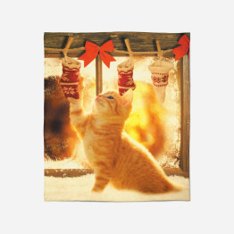 Vánoční deka 3D - Christmas Kitty