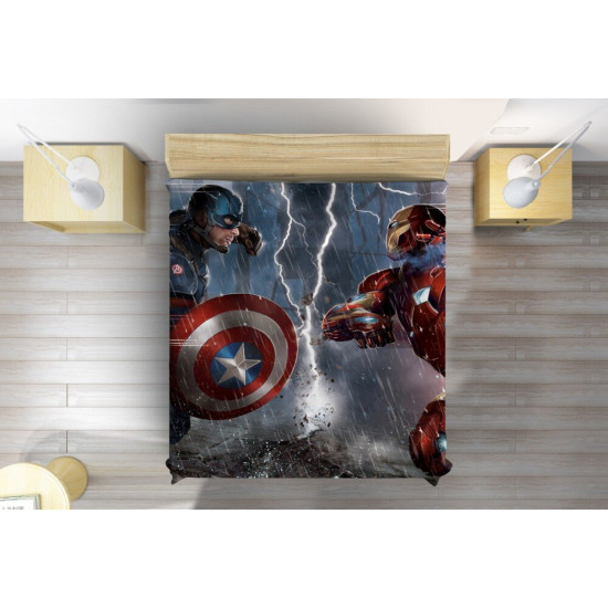 Přehoz přes postel 3D - Captain America Iron Man