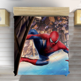Dětský přehoz na postel 3D - Spiderman in the sky
