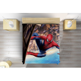 Dětský přehoz na postel 3D - Spiderman in the sky
