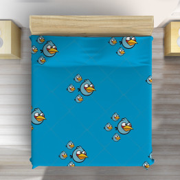 Modrý přehoz na postel - Angry Birds Blue