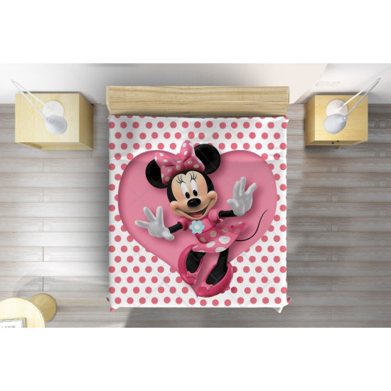 Růžový přehoz na postel - Minnie Mouse