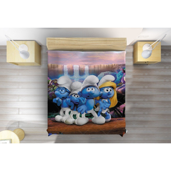 Luxusní přehoz na postel - Smurfs