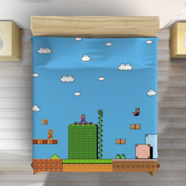 Přehoz na postel - Super Mario Blue Background