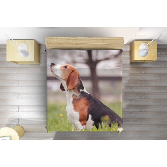 Luxusní přehoz na postel 3D -Beagle in the Wood