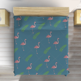 Přehoz na postel plameňák - Flamingo Palm Leaves