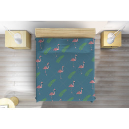 Přehoz na postel plameňák - Flamingo Palm Leaves