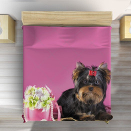 Přehoz přes postel - Yorkshiere Terrier Pink