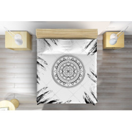 Přehoz na postel - Black and White Mandala