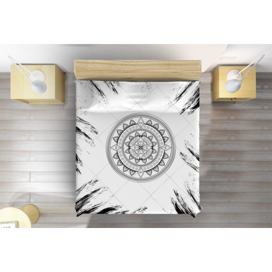 Přehoz na postel - Black and White Mandala