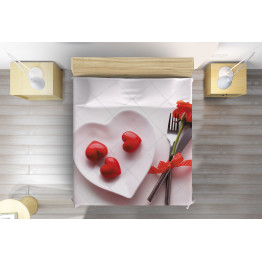 Přehoz přes postel srdíčka - Love for Breakfast