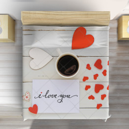 Luxusní přehoz na postel srdíčka - Start The Day With Love