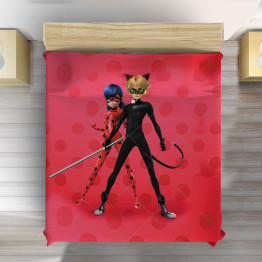 Dětský přehoz na postel Kouzelná Beruška a Černý kocour - Ladybug And Cat Noir