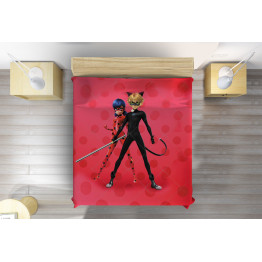 Dětský přehoz na postel Kouzelná Beruška a Černý kocour - Ladybug And Cat Noir