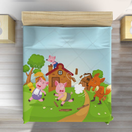 Přehoz přes postel 3D - Three Little Pigs