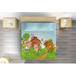 Přehoz přes postel 3D - Three Little Pigs