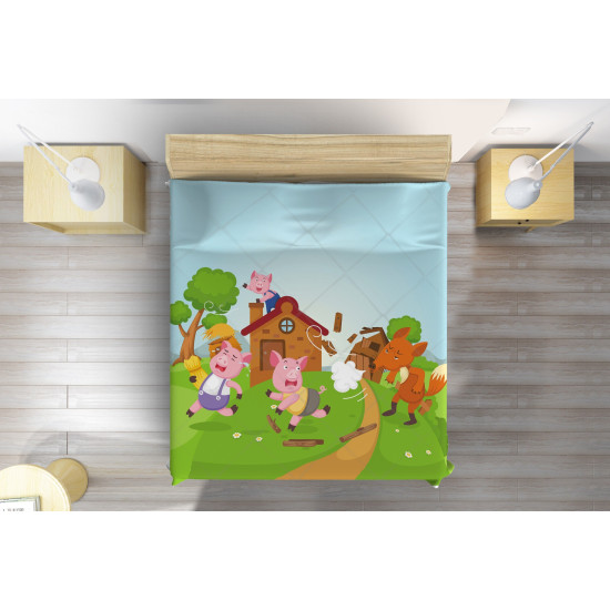 Přehoz přes postel 3D - Three Little Pigs