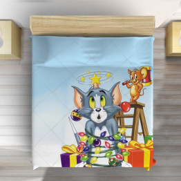 Dětský přehoz na postel 3D - Tom And Jerry Christmas