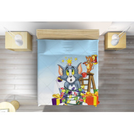 Dětský přehoz na postel 3D - Tom And Jerry Christmas