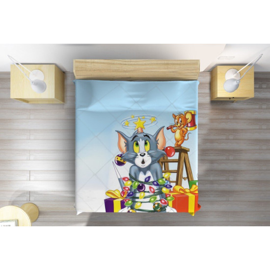 Dětský přehoz na postel 3D - Tom And Jerry Christmas